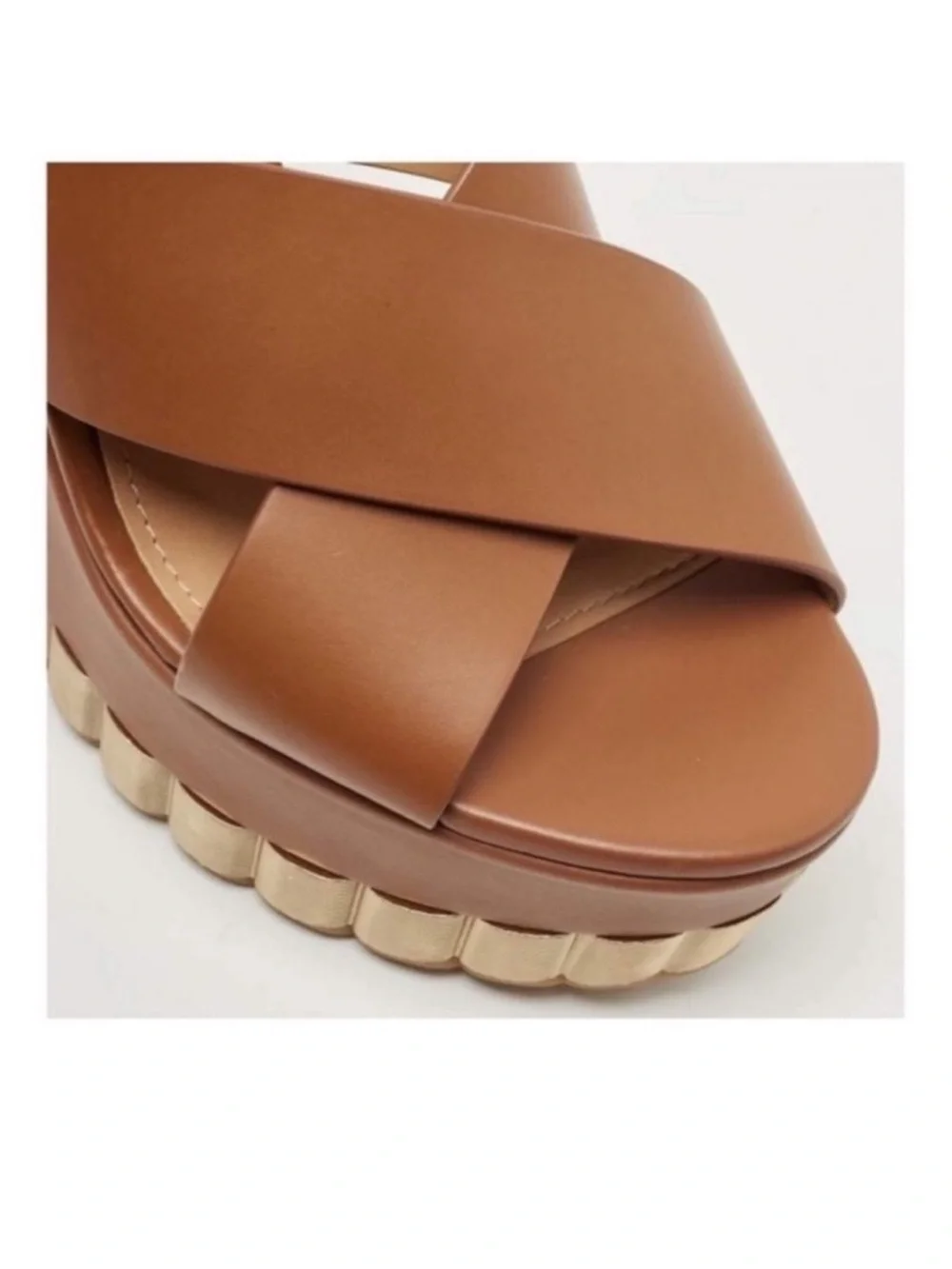 New! Salvatore Ferragamo Nicosia Brown Leather Platform Wedge Sandals
